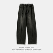 Washed Distressed Split Design Machete Jeans